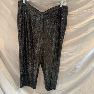 Express Black Sequin Women's Pants Cropped High Rise Size XL